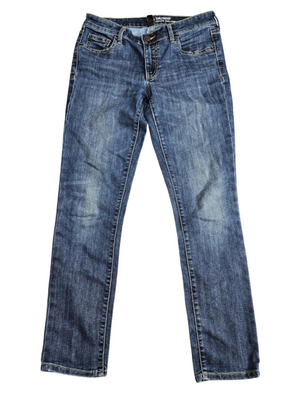 Gap Girlfriend Jeans Womens 2R Blue Med Wash Mid Rise Stretch Denim Relaxed
